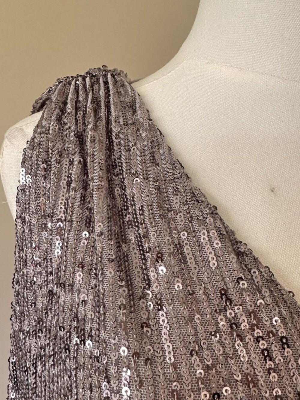 Silver Sequin Party Top Women S Open Back Draped Blouse Cocktail Holiday Glam — image 5 of 7